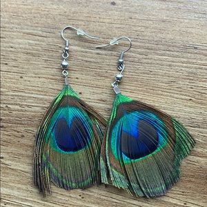 Peacock feather earrings